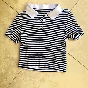 Striped Collared crop top